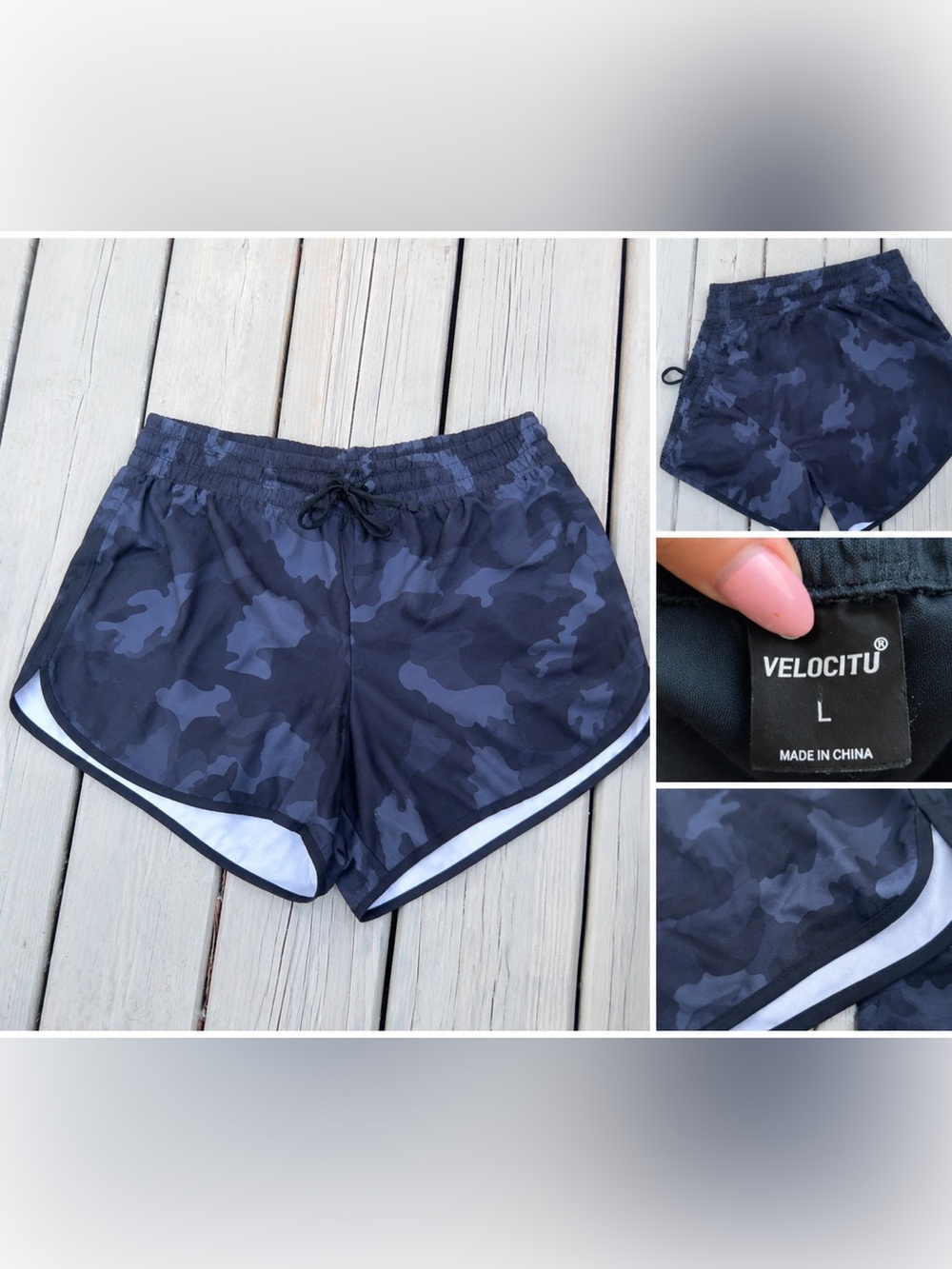 Camo Athletic Shorts with Drawstring Size Large